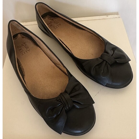 Naturalizer N5 Comfort Black Leather Bow Flats Slip On Ballet Shoes Women’s 8.5 - Picture 4 of 7